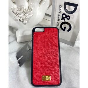 Dolce & Gabbana Red Saffiano Leather Phone Case